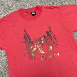 Vintage New York Apple Skyline‎ Tshirt Men Size Large Screen Stars USA Made 90s